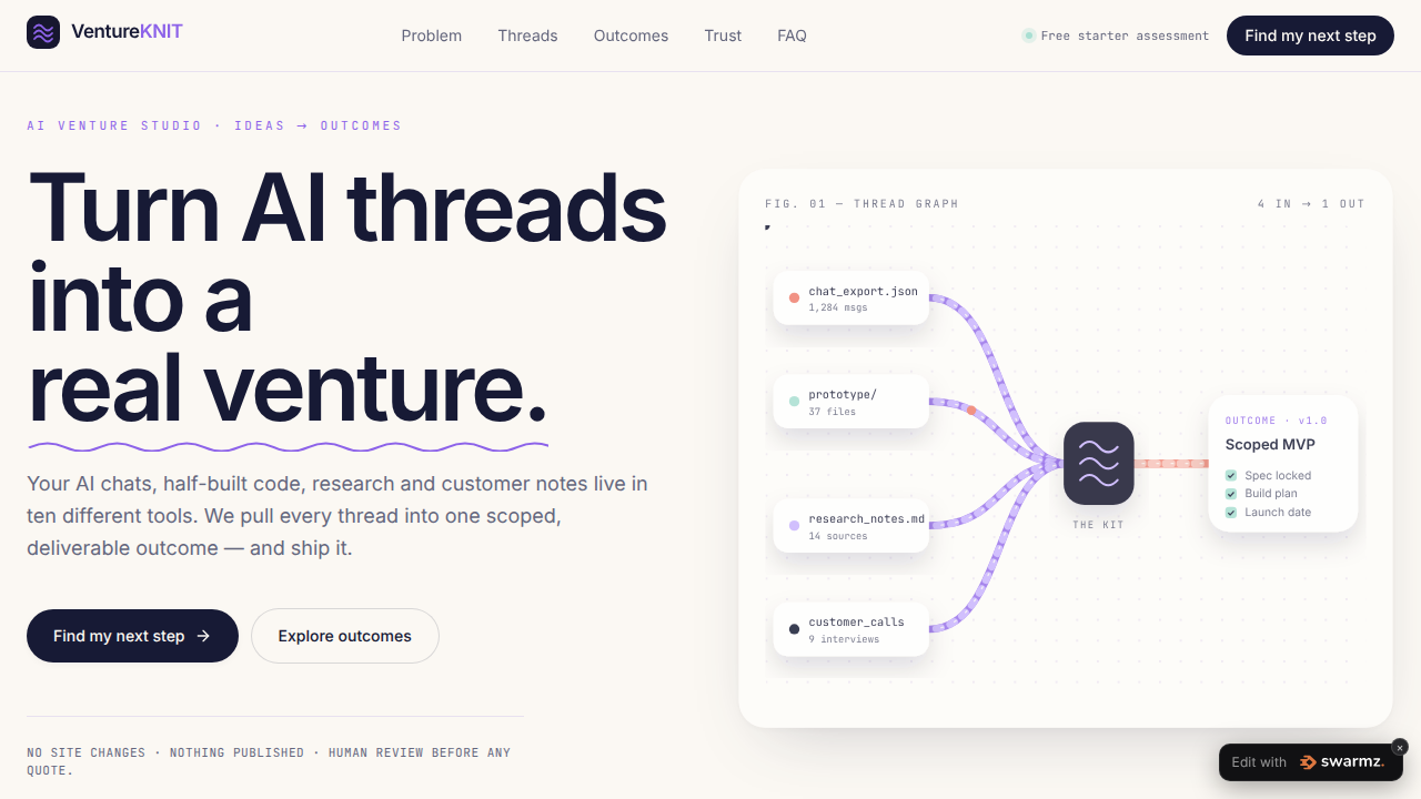 Screenshot of VentureKnit